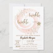Twinkle Little Star Glitter Baby shower Invitation Kaart (Voorkant)
