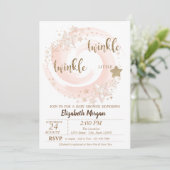 Twinkle Little Star Glitter Baby shower Invitation Kaart (Staand voorkant)