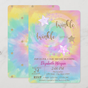 Twinkle Little Star Glitter Tie Dye Baby shower Kaart