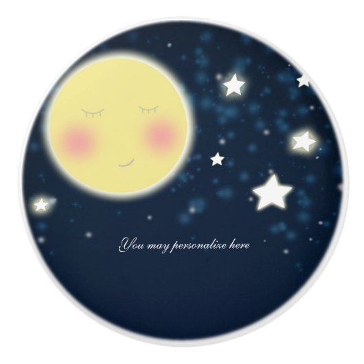 Twinkle Little Star Glowing Happy Moon Celestial Keramische Knop (Voorkant)