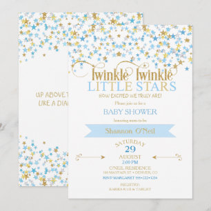 Twinkle Little Star Gold & Baby Blue Boy Twins Kaart
