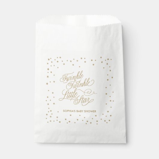 Twinkle Little Star Gold Baby shower Bedankzakje (Voorkant)