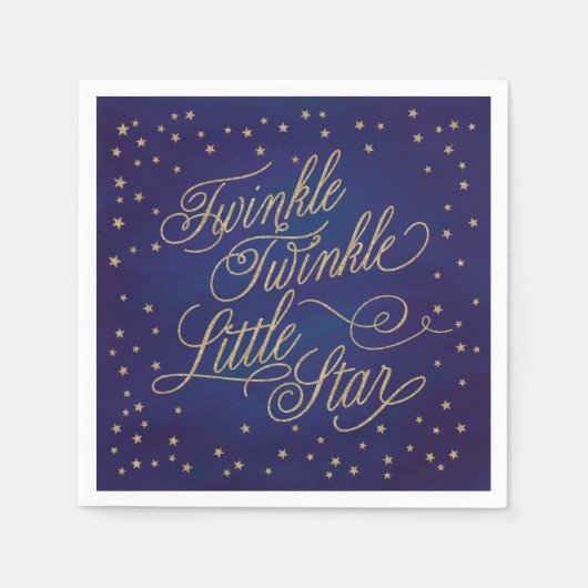 Twinkle Little Star Gold Baby shower Napkins Servetten (Voorkant)