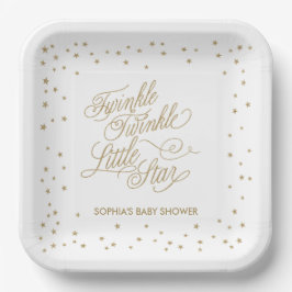 Twinkle Little Star Gold Baby shower Papieren Bordje