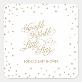 Twinkle Little Star Gold Baby shower Vierkante Sticker