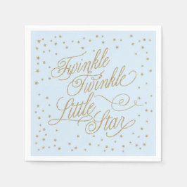 Twinkle Little Star Gold & Blue Baby shower Servetten