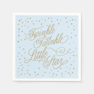 Twinkle Little Star Gold & Blue Baby shower Servetten