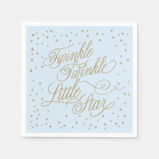 Twinkle Little Star Gold & Blue Baby shower Servetten (Voorkant)