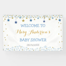Twinkle Little Star Gold Blue Sparkle Backdrop