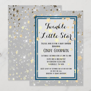 Twinkle Little Star Gold Glitter Baby shower Kaart