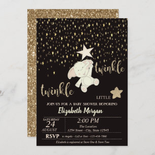 Twinkle Little Star Gold Glitter, Beer Baby shower Kaart