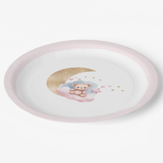 Twinkle Little Star Gold Moon Baby shower Papieren Bordje (Gekanteld)
