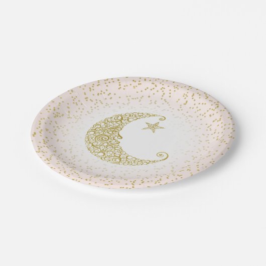 Twinkle Little Star Gold Moon Pink Papieren Bordje (Gekanteld)