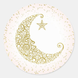 Twinkle Little Star Gold Moon Sticker Roze
