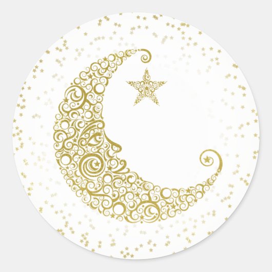 Twinkle Little Star Gold Moon Sticker Wit (Voorkant)