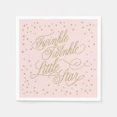 Twinkle Little Star Gold & Pink Girl Baby shower Servetten (Voorkant)