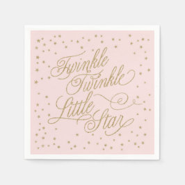 Twinkle Little Star Gold & Pink Girl Baby shower Servetten