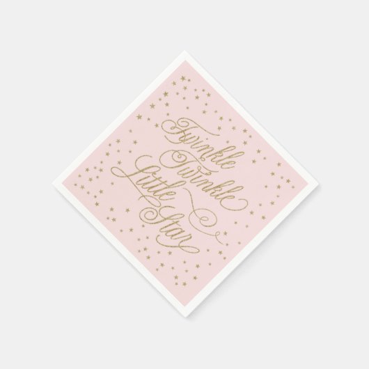 Twinkle Little Star Gold & Pink Girl Baby shower Servetten (Hoek)