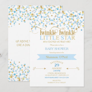 Twinkle Little Star Goud & Babyblauw Kaart
