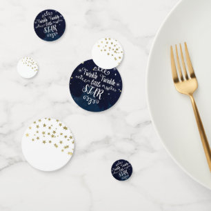 Twinkle Little Star Goud Blauw Wit Baby Shower Confetti
