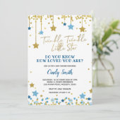 Twinkle Little Star Gouden Baby Shower Uitnodiging (Staand voorkant)