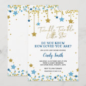 Twinkle Little Star Gouden Baby Shower Uitnodiging (Voorkant / Achterkant)