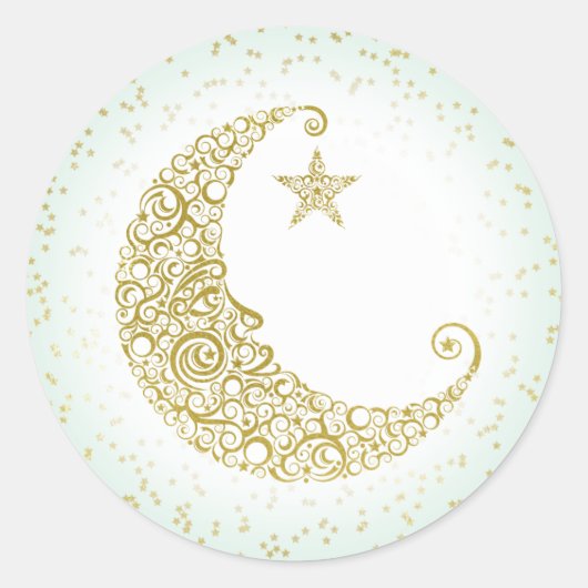 Twinkle Little Star Gouden Maan Sticker Munt (Voorkant)