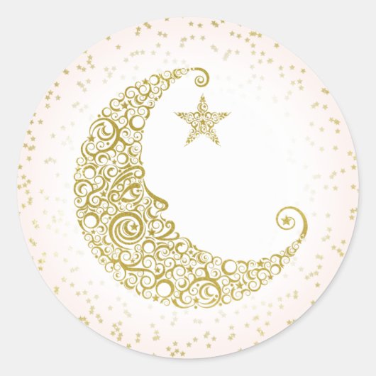 Twinkle Little Star Gouden Maan Sticker Roze (Voorkant)