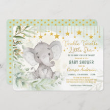 Twinkle Little Star Greenery Elephant Baby shower