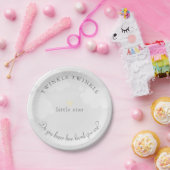 Twinkle Little Star Grey Baby shower Papieren Bordje (Feest)