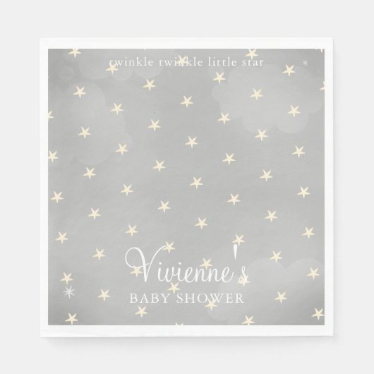 Twinkle Little Star Grey Baby shower Servet (Voorkant)