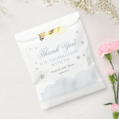 Twinkle Little Star Grey Blue Baby shower Bedankzakje (Gezegeld)