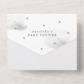 Twinkle Little Star Grey Boek Baby shower All In One Uitnodiging (Achterkant)