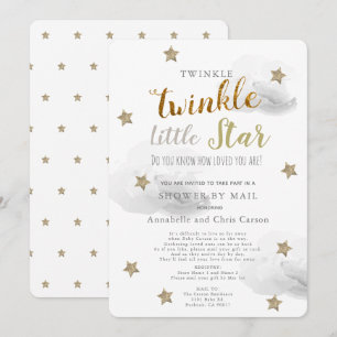 Twinkle Little Star Grey Cloud Baby shower per pos Kaart