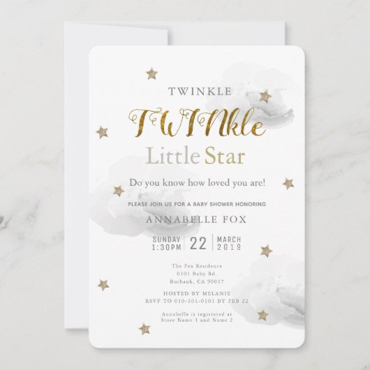 Twinkle Little Star & Grey Cloud Twin Baby shower Kaart (Voorkant)
