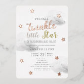 Twinkle Little Star Grey Clouds Baby shower Folie Uitnodiging (Voorkant)