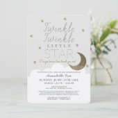 Twinkle Little Star Grey Drive-by Baby shower Kaart (Staand voorkant)