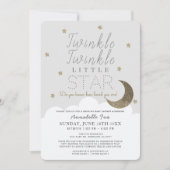 Twinkle Little Star Grey Drive-by Baby shower Kaart (Voorkant)