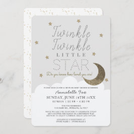 Twinkle Little Star Grey Drive-by Baby shower Kaart