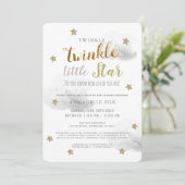 Twinkle Little Star Grey Drive-by Baby shower Kaart (Staand voorkant)