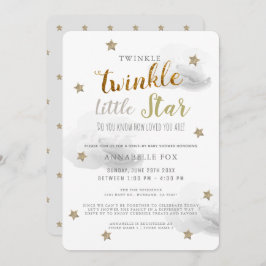 Twinkle Little Star Grey Drive-by Baby shower Kaart