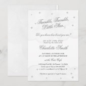 Twinkle Little Star Grey Elegant Baby shower Kaart (Voorkant / Achterkant)