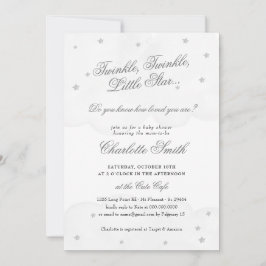 Twinkle Little Star Grey Elegant Baby shower Kaart