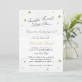 Twinkle Little Star Grey Gold Elegant Baby shower Kaart (Staand voorkant)