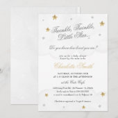 Twinkle Little Star Grey Gold Elegant Baby shower Kaart (Voorkant / Achterkant)