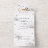 Twinkle Little Star Grey Luier Baby shower All In One Uitnodiging (Binnen)