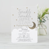 Twinkle Little Star Grey Virtual Baby shower Kaart (Staand voorkant)