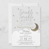 Twinkle Little Star Grey Virtual Baby shower Kaart (Voorkant)