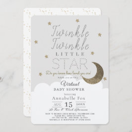 Twinkle Little Star Grey Virtual Baby shower Kaart