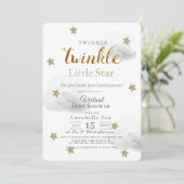 Twinkle Little Star Grey Virtual Baby shower Kaart (Staand voorkant)